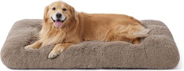 Лежак для великих собак BEDSURE, 121x76x8 см, м'який плюшевий, праний, нековзка основа, колір камель