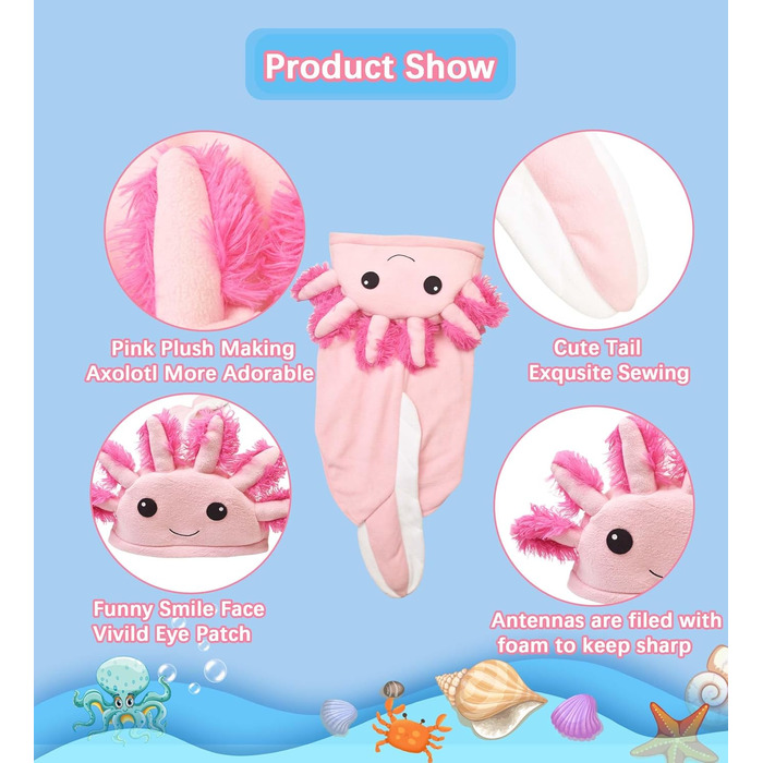 Костюм для собак Axolotl від FLAdorepet, карнавальний костюм рибки-саламандри, одяг для собак середніх та великих порід, зимовий костюм, капюшонний халат, піжама, кумедний одяг для догів, лабрадорів, бульдогів, розмір 6XL (Обхват грудей 84 см, Вага 23-27 