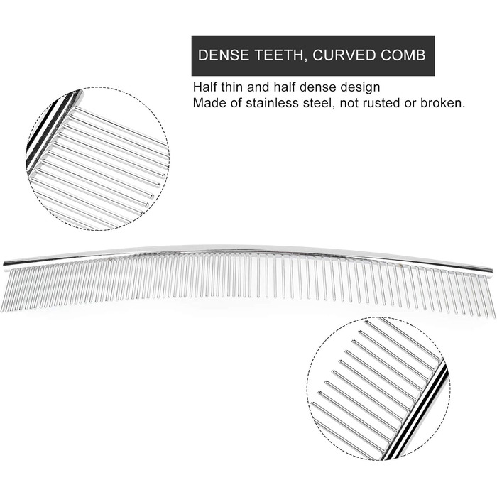 Гребінець для грумінгу собак з нержавіючої сталі, вигнутий носик, для видалення шерсті собак та котів (25 см)