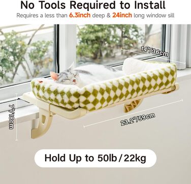 Кішка Гамак для вікна MEWOOFUN - зручне ліжко на підвісці для котів 50x36см, до 18кг