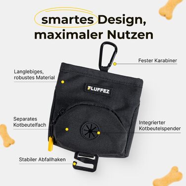 Сумка для ласощів для собак з дозатором кульок – Магнітна застібка, карабін та липучка – Компактна сумочка для цукерок для собак – Ідеально для дресирування та прогулянок