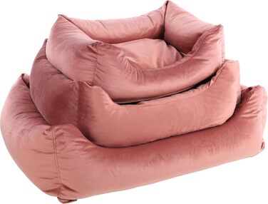 Ергономічне собаче ліжко Flamingo Elena, прямокутне, рожеве, 80x67x22 см, антислизьке, миється, м'яке, розкішне