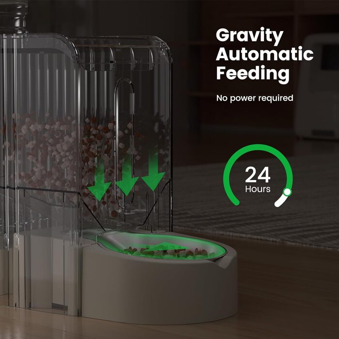 Автоматичний годівниця для котів та собак Gardner з 2 мисками, без електроживлення, з нержавіючої сталі, BPA Free, об'єм 3L*2, бежевий