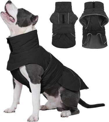 Куртка для собак Kuoser, зимова водонепроникна куртка для великих собак, тепла з флісом, регульована, сіра