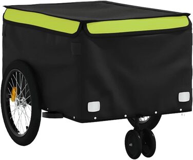 Причіп для собак, вантажний причіп для тварин, велосипедний причіп чорного та зеленого кольору (30 кг, залізо). Для покупок, відпочинку, велопоїздок. Швидка установка.