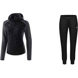 Еріма: Степлекова куртка для жінок (чорний, 40) + жіночі спортивні штани/шльопки