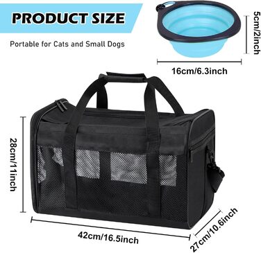 Транспортний бокс для котів та собак BYZESTY, складаний, з мискою, 42 x 27 x 28 см