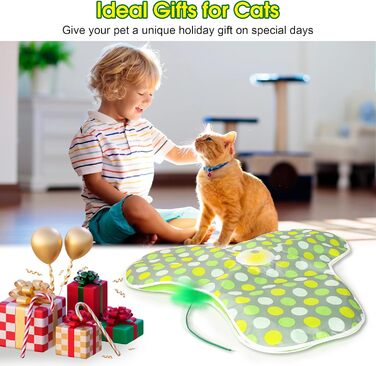 Інтерактивна іграшка для котів PUHOHUN: автоматична мишка з пір'ям, прихована іграшка для кошенят, зелена