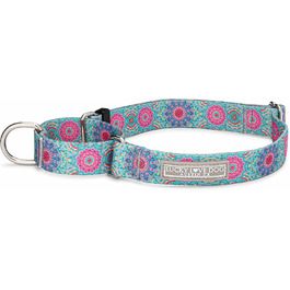 Нашийник для собак Lucky Love Dog Boho Chic Martingale, рожево-бірюзовий, середній розмір, антиковзний, для хлопчиків і дівчаток, бренд Clara Mart