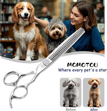 Професійна ножиця для грумінгу собак Chunker з імітацією діаманта, 440C сталь, відполірована, для домашнього використання та професійного грумінгу, 19.1 см