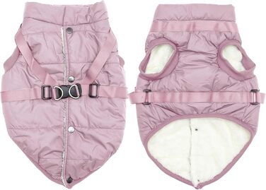 Тепла куртка для цуценят на шлейці, рожева, XS. М'яка, вітронепроникна жилетка для маленьких собак, тепла підкладка з флісу. (1 шт.)