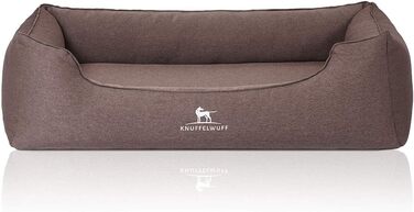 Ортопедичне ліжко для собак Knuffelwuff Leano з велюру, знімний чохол, пране, XXL 120x85 см, коричневе, для великих, середніх і малих собак