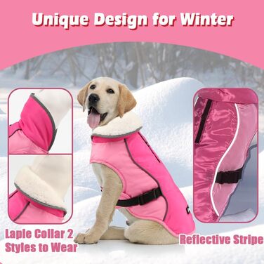 Зимова куртка для собак EMUST, тепла та вітронепроникна, для середніх собак, рожева, розмір M (L, нова)