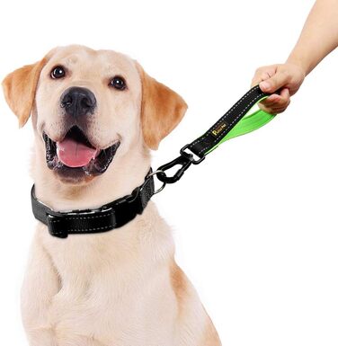 PLUTUS PET короткий повідок для великих собак 25,4 см, з карабіном та м'якою ручкою, чорний