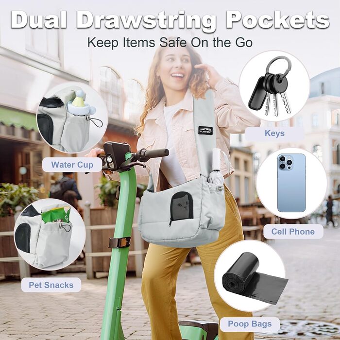 Транспортувальна сумка для собак та котів, до 3,2 кг, дихаюча, з кишенями, сірого кольору