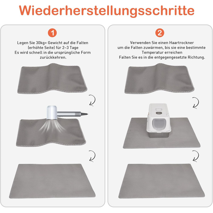 Килимок під лоток для котів Citylife Groß, 120x70 см, двошаровий, вологостійкий, з антиковзаючим покриттям, стільовий дизайн, легке прибирання, сірий колір