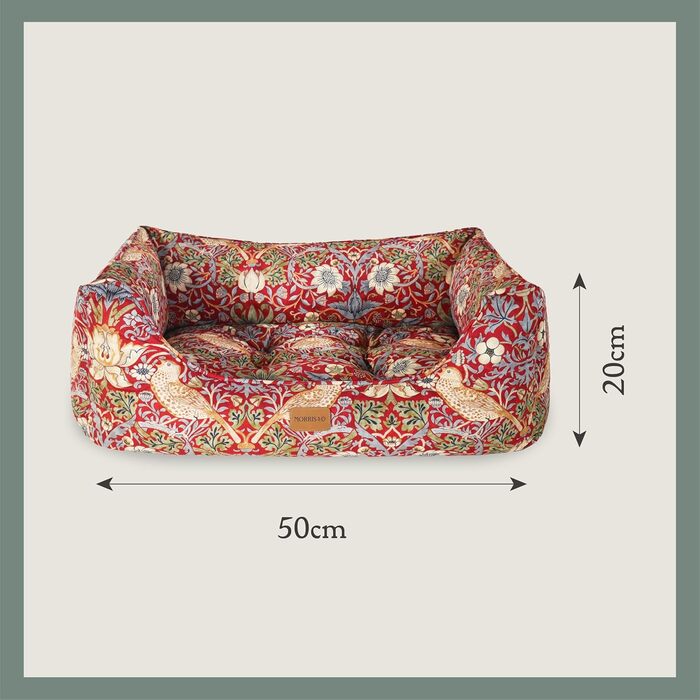 Клітинка для собак Rosewood x Morris & Co. з принтом William Morris (Erdbeerdieb Burgandy, Small), велика, з антиковзким дном, миється