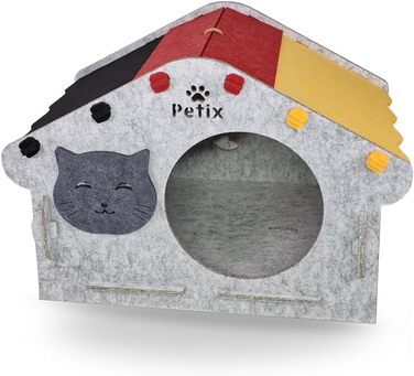 Будинок для котів Petix XXL 60×40×40 см, котяча хатка-ліжко для сну, ігор та хованок, великий м'який будиночок для котів, сірий