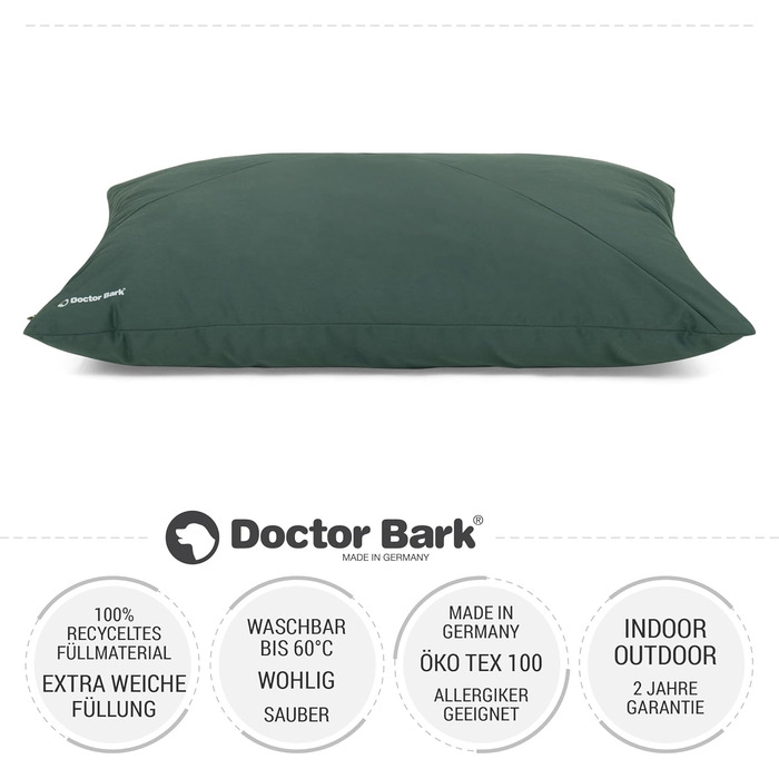 М'яке ліжко для собак великих порід Doctor Bark GreenLabel - зручне, миється, зелене (L)
