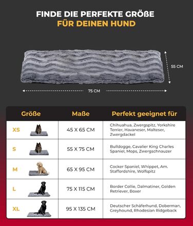 Ексклюзивне ортопедичне ліжко-матрац для собак HS-Hundebett з наповнювачем та антиковзкою основою, розмір S (55x75 см), м'яка та прана, антрацит, зроблено в Німеччині