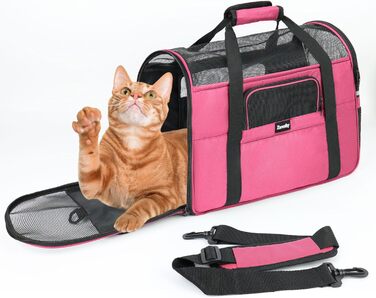 Транспортна сумка для котів та собак Zavothy, рожева, розмір M, з м'яким матрацом та регульованим ременем