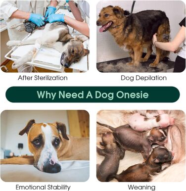 Комбінезон для собак після операції Kuoser, сірий у смужку, L (обхват грудей 59-70 см, обхват шиї 41-51 см)