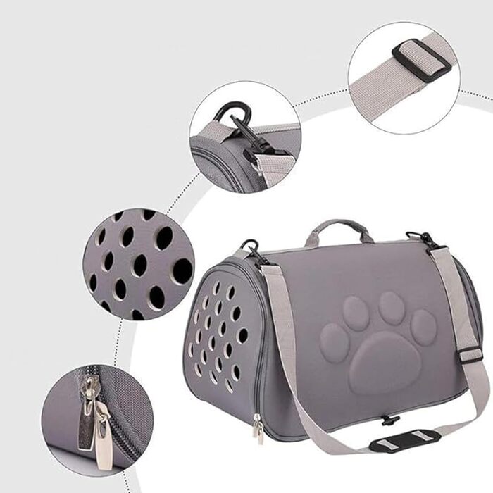 Сумка для тварин Katzen Reisetasche | Сумка-переноска для собак та котів, сумка через плече для вигулу, подорожей та активного відпочинку (Сірий, M)