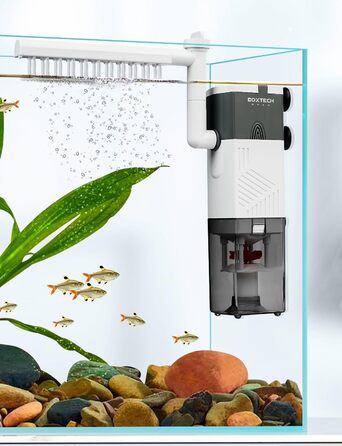 Boxtech Акваріумний фільтр внутрішній 6W, 4-в-1, тихий, регульований, 450L/H, для акваріумів 70-150 літрів