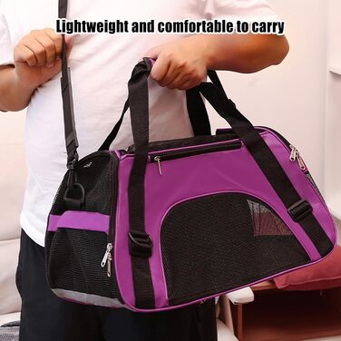 Сумка-переноска для тварин, фіолетова: зручна, легка, дихаюча для собак та котів