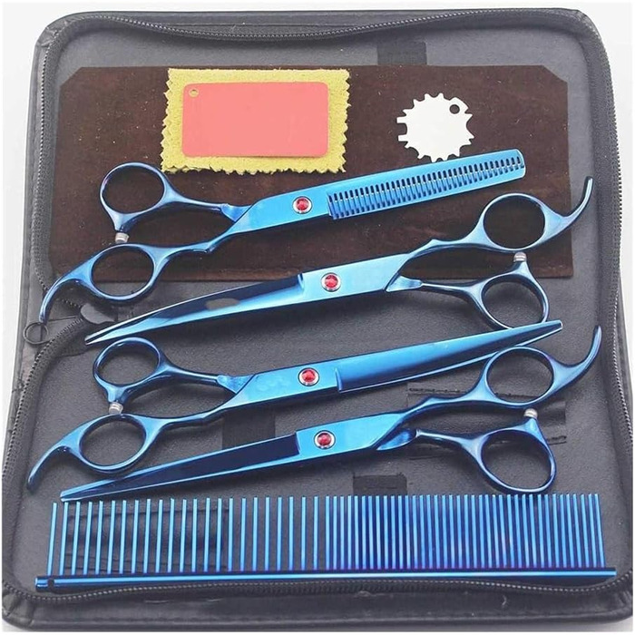Набір ножиць для собак, догляд за шерстю: прямі та зігнуті ножиці для собак та котів