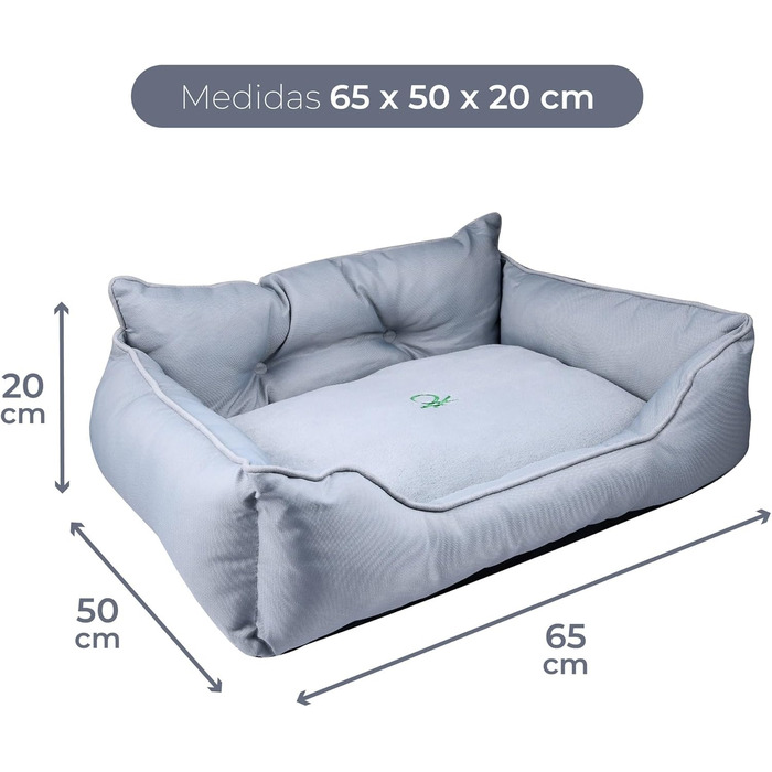 Ліжко для собак United Colors of Benetton, середнього розміру, сіре, 65 см, з поліестеру, ергономічне, для прання в машині