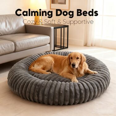 М'яке ліжко для домашніх тварин: ліжко для собак, ліжко для котів, кругла форма, пончик, корзина для собак, подушка для котів, ліжко для кошенят, тепле місце для сну, сірий колір, діаметр 60 см