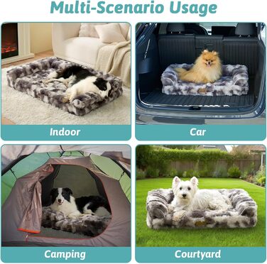 Ортопедичне ліжко для собак великих порід з штучного хутра, U-подібне, розмір L, водонепроникний чохол, м'яке, тепле, миється, антиковзаюче