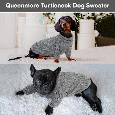 Светр для собак Queenmore, теплий та еластичний, для такс, мопсів, грейхаундів, сірий, розмір M