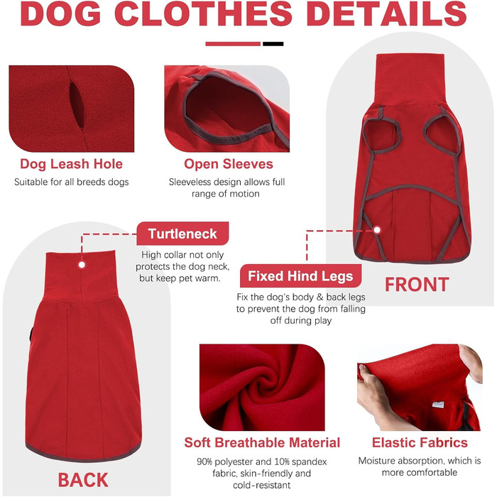 Теплий зимовий пуловер для собак Rozkitch з отвором для повідка, великий розмір, світлий, для прогулянок, подорожей та сну