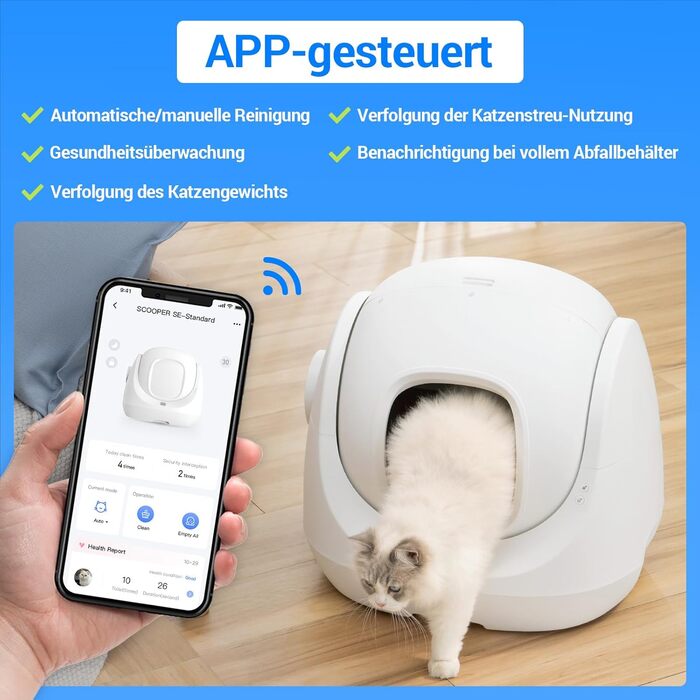 Автоматичний туалет для котів CATLINK Baymax 65L XXL, самочищення, багатокотяча ідентифікація, захист від протікань, керування через додаток
