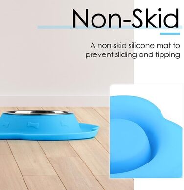 SUPERDESIGN миски для собак і котів з нержавіючої сталі, нековзка силіконова підставка, проти розливу, для води та корму, комплект 2 шт., блакитні, для малих, середніх і великих тварин