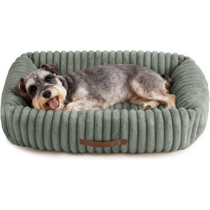 Ортопедичний лежак для собак великих порід, лежанка для собак, м'який лежак, знімний килимок, лежанка-софа з ручками, 109x76x20 см, сірий (M-P)