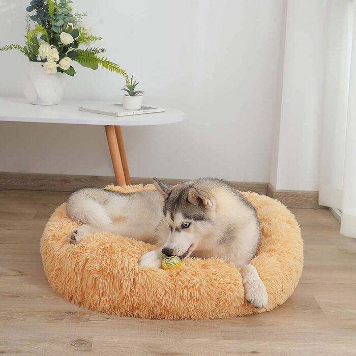 Ортопедичне кругленьке ліжко для собак XL: зручне, миюче, з memory foam. Підходить для великих собак (лабрадорів)