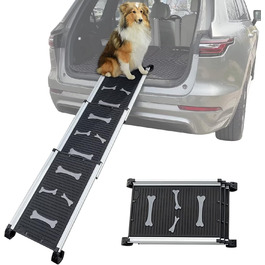 Рампа для собак, складна телескопічна, сіра, 28''x62'' - для великих, середніх та маленьких собак, антиковзка, для авто та SUV