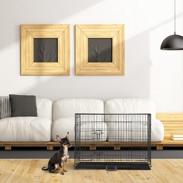 Клітка для собак Relaxdays: для дому та автомобіля, HBT 87x122x80 см, сталева, чорна, з ручкою та двома дверцятами (розміри 62x92x68 см)