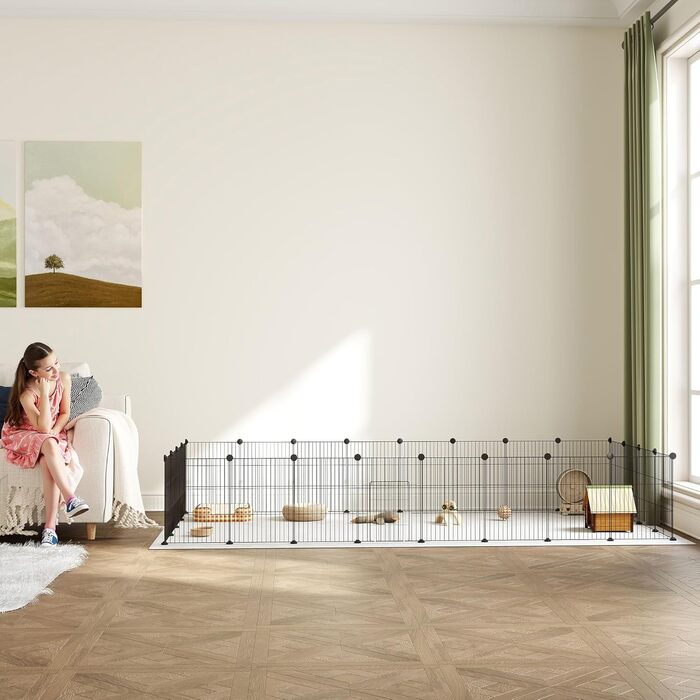 Клітка для кроликів та морських свинок PawHut, вольєр для дрібних тварин, вольєр для вигулу, сталева клітка, чорний колір, 120 x 60 x 80 см