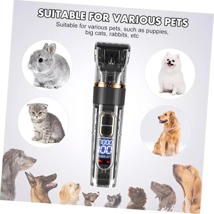 Набір машинок для грумінгу домашніх тварин POPETPOP: акумуляторні, бездротові, тихі з цифровим дисплеєм, для собак та котів