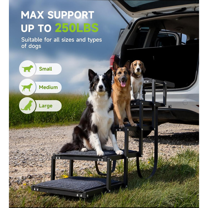 Рампа для собак у машину, складана, для великих собак, з антиковзким покриттям, 116x43x58 см