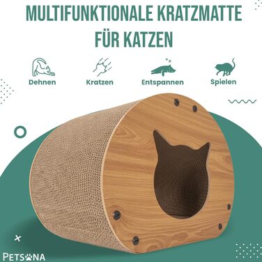 Котячий когтетоп з картону та килима, 30x43x25 см - іграшка для котів, натуральний матеріал