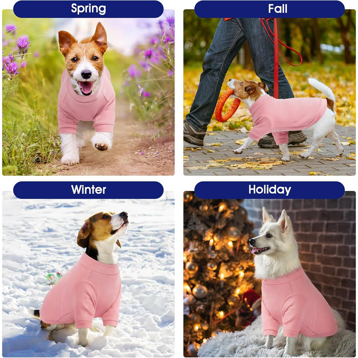 Теплий пуловер для собак з коміром FUAMEY, м'яка сорочка для маленьких собак, термо-світшот для цуценят з отвором для повідка, зручний халат, фліс, зимовий одяг, для Звергшпіца, Чихуахуа (Рожевий, S)