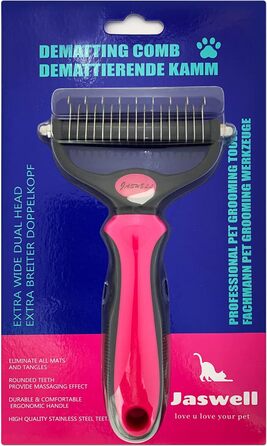 Буршлюк для собак та котів з середньою та довгою шерстю: вичісування підшерстка та розплутування - рожевий