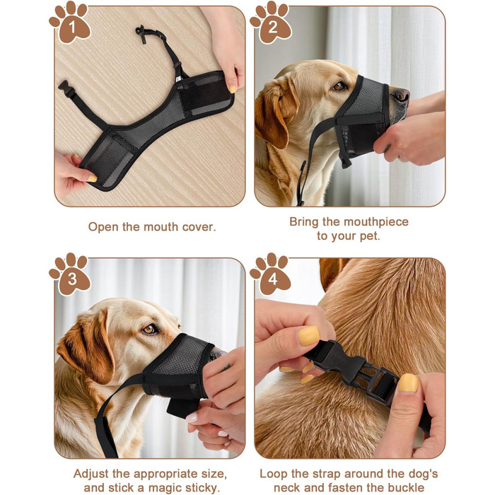 Майка-намордник для собак, м'який Air-Mesh, для малих, середніх та великих собак, проти гавкіту, кусання, дихаючий, можна пити, регульована стрічка, підходить для німецької вівчарки, Хаскі