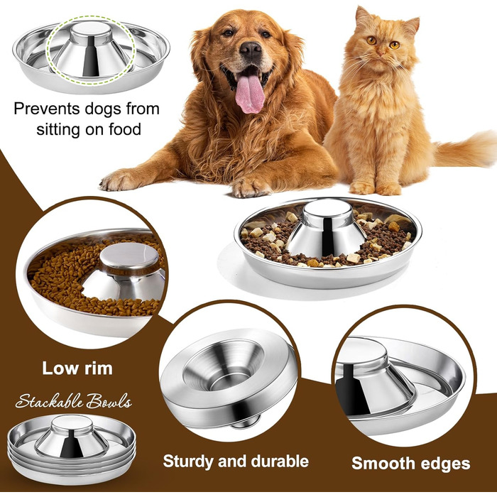 Набір з 4 мисок для собак Surmounty: миски для корму та води з нержавіючої сталі, для середніх та великих собак, годівниця для собак, котів та інших домашніх тварин