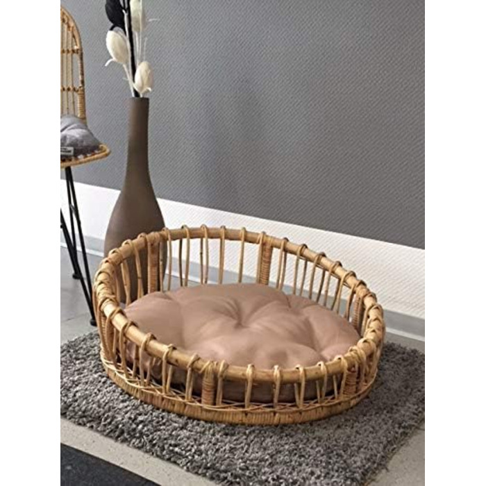 Лежанка для собак та котів Lenny з ротангу, діаметр 60 см